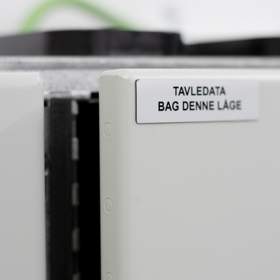 CPL control panel label mounted on cabinet